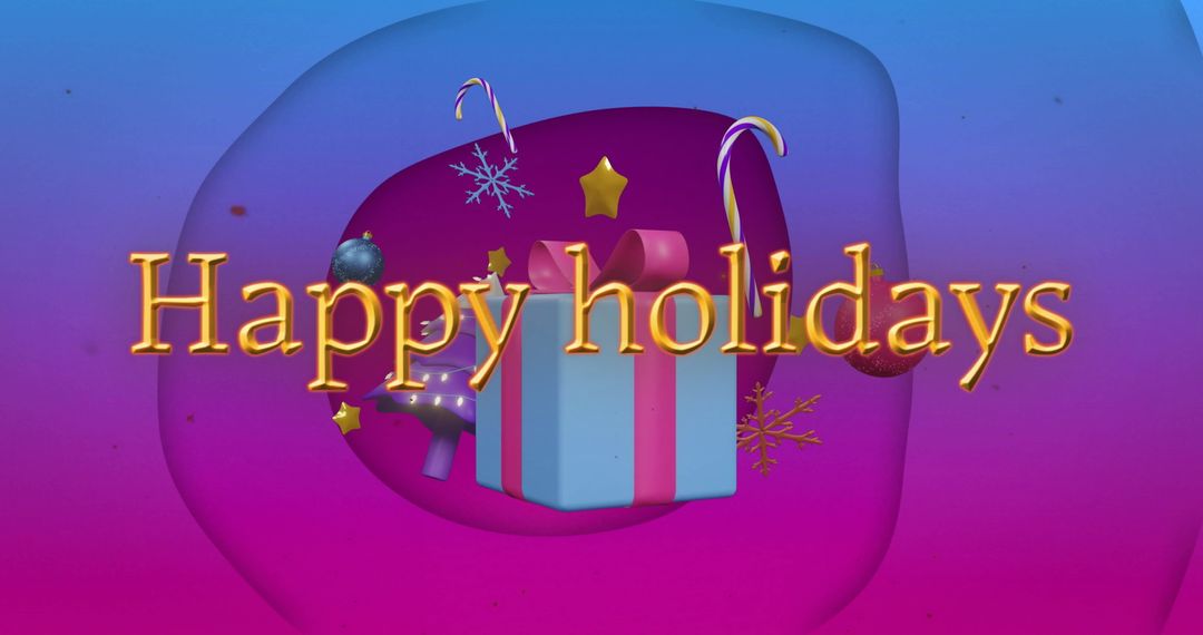 Vibrant Happy Holidays Greeting with Christmas Decorations