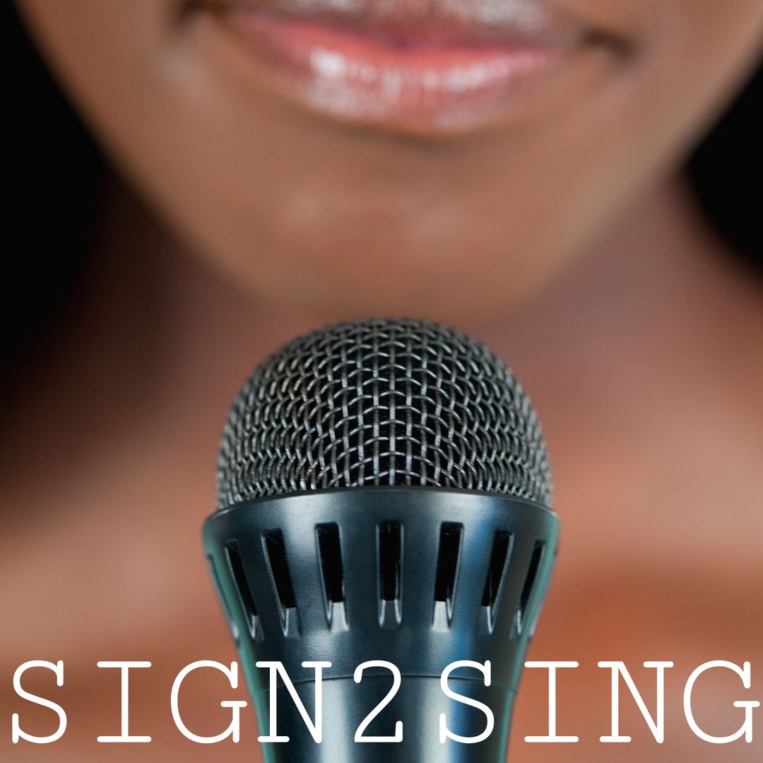 Close-Up of Woman Singing with Microphone in Singing Competition Concept