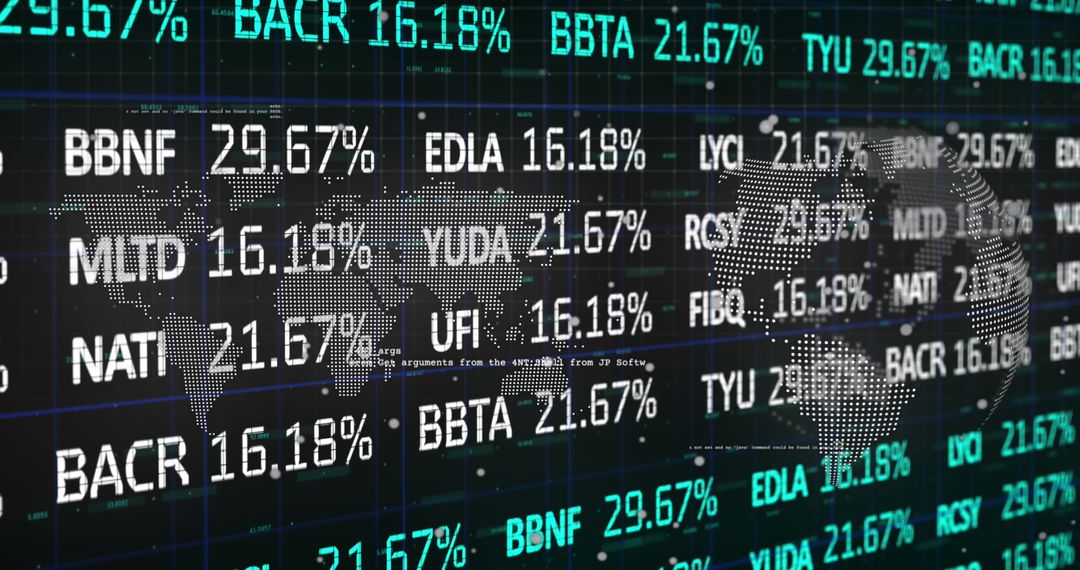 Global Stock Market Data Projection on World Map