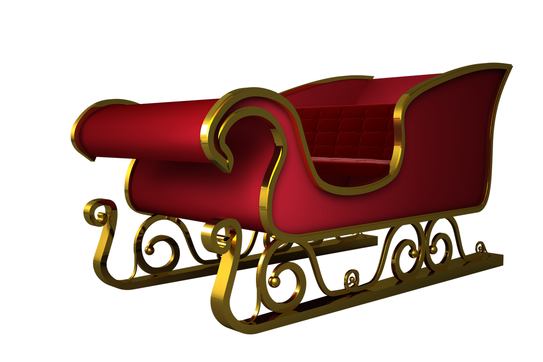 Transparent Festive Red Santa Sleigh with Gold Accents - Download Free Stock Images Pikwizard.com