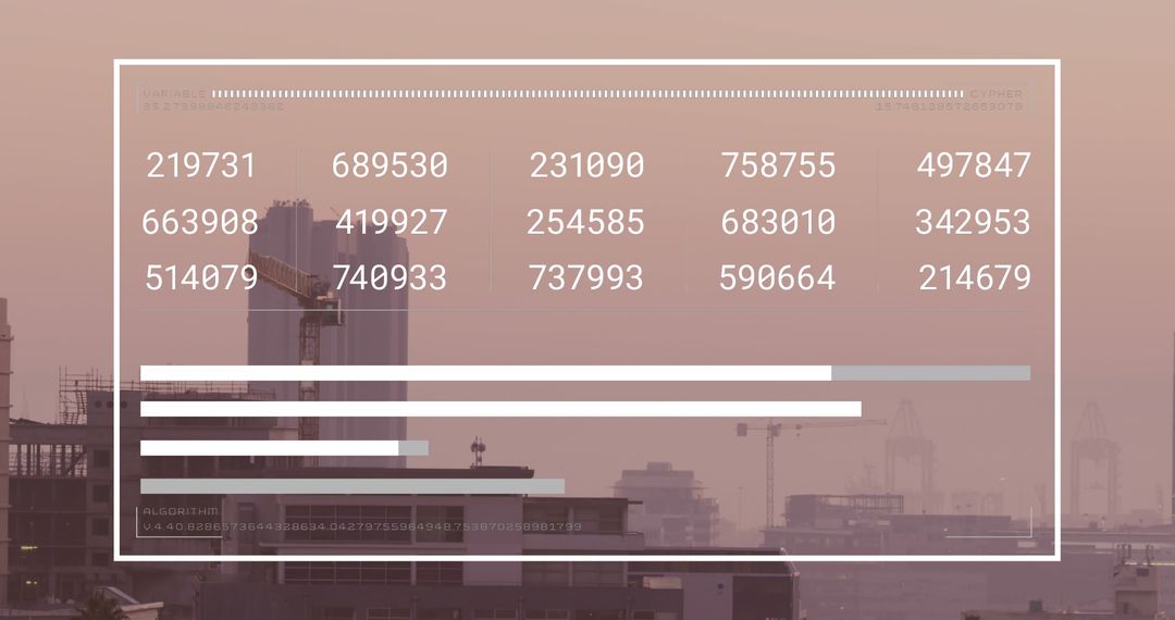 Digital Interface Overlay with Data Processing on Cityscape