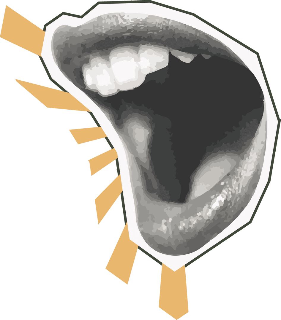 Dynamic Open Mouth with Energetic Yellow Rays on Transparent