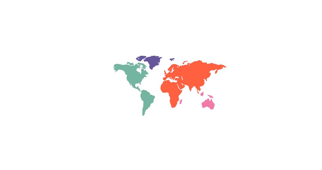 Colorful Minimalistic World Map on White Background
