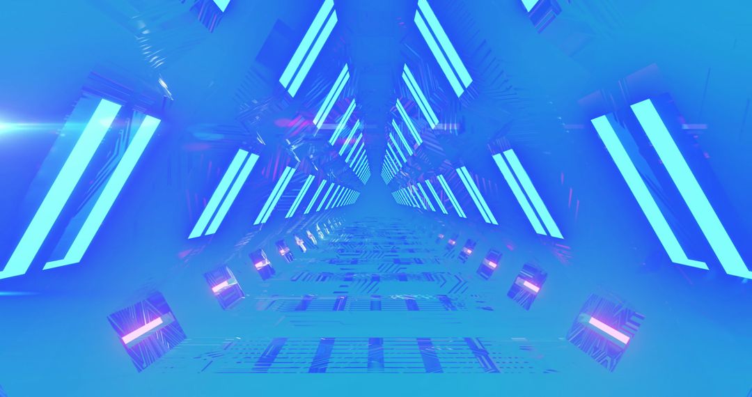 Futuristic Neon Tunnel with Vibrant Blue Lighting