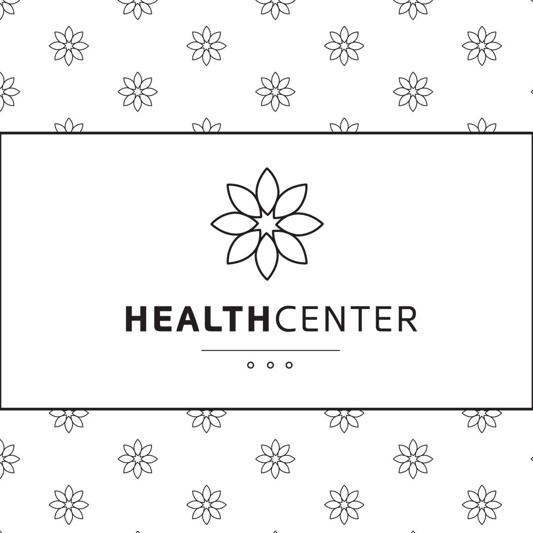 Health Center Logo with Floral Pattern on Transparent Background