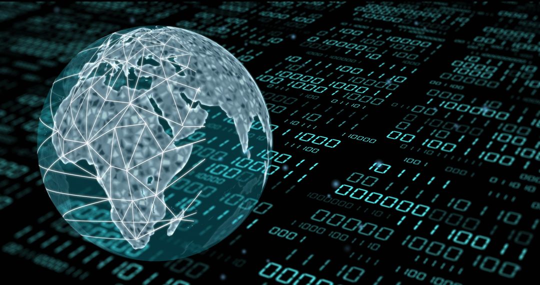 Digital Globe with Binary Streams in Virtual World - Free Images, Stock Photos and Pictures on Pikwizard.com