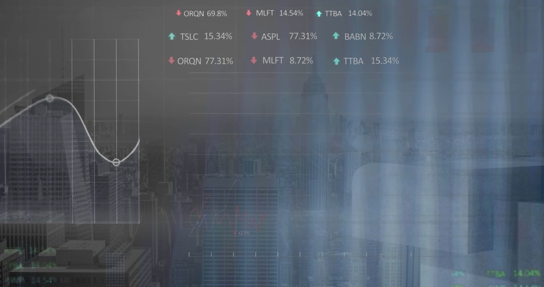 Analyzing Stock Market Data Over Cityscape Background