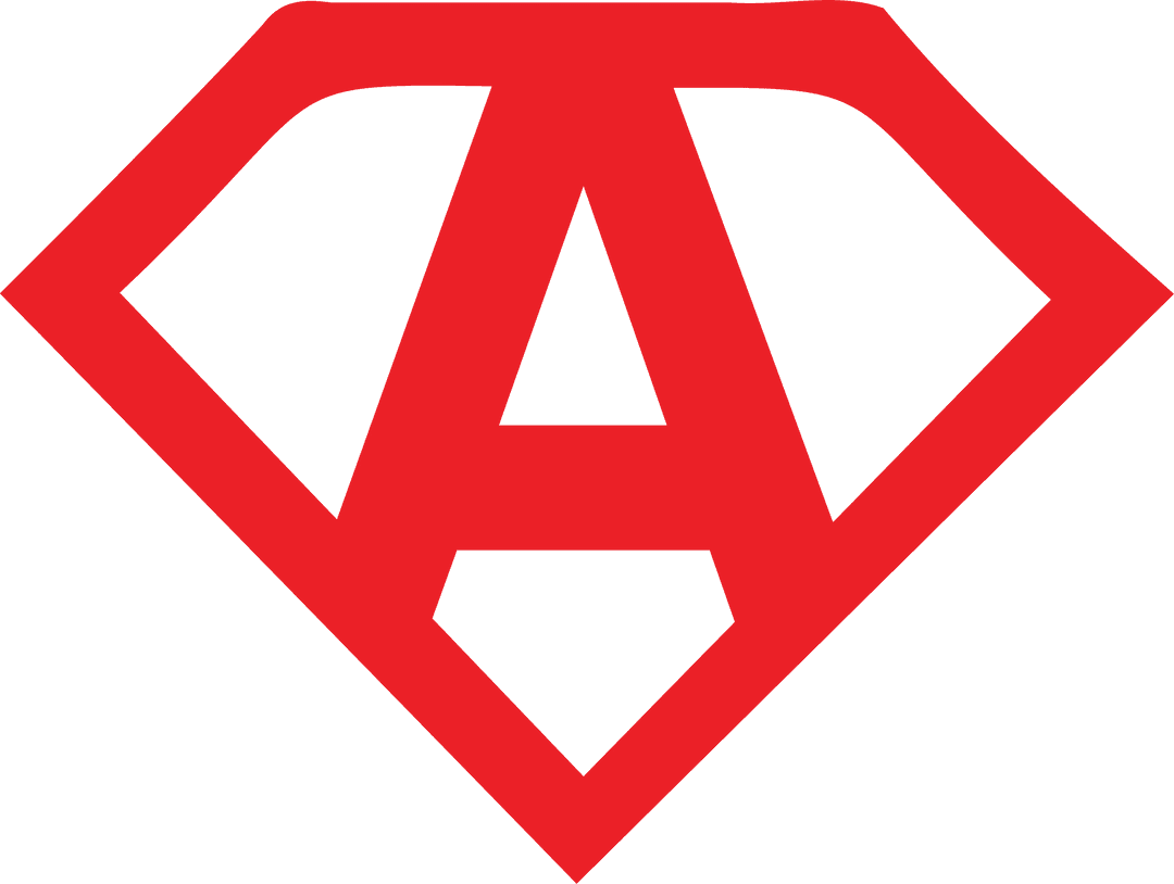 Red letter A shield emblem on transparent background - flat modern logo badge