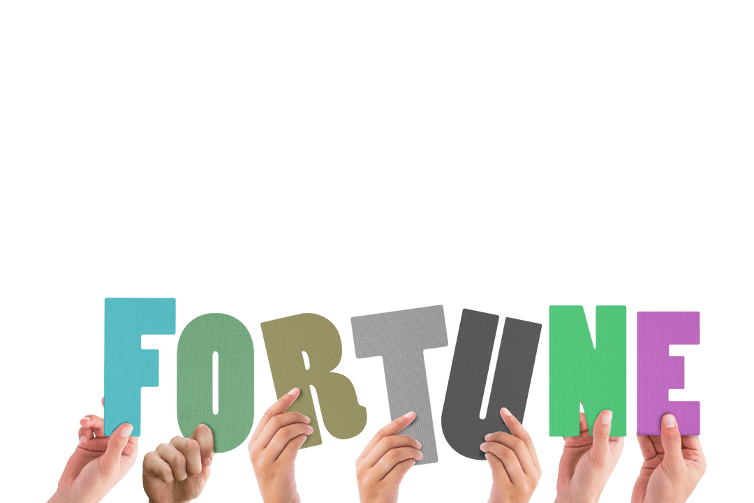 Hands Holding Colorful Transparent Fortune Letters