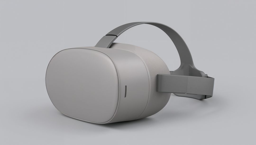 Minimalist Gray Standalone VR Headset with Adjustable Strap and Soft Padding