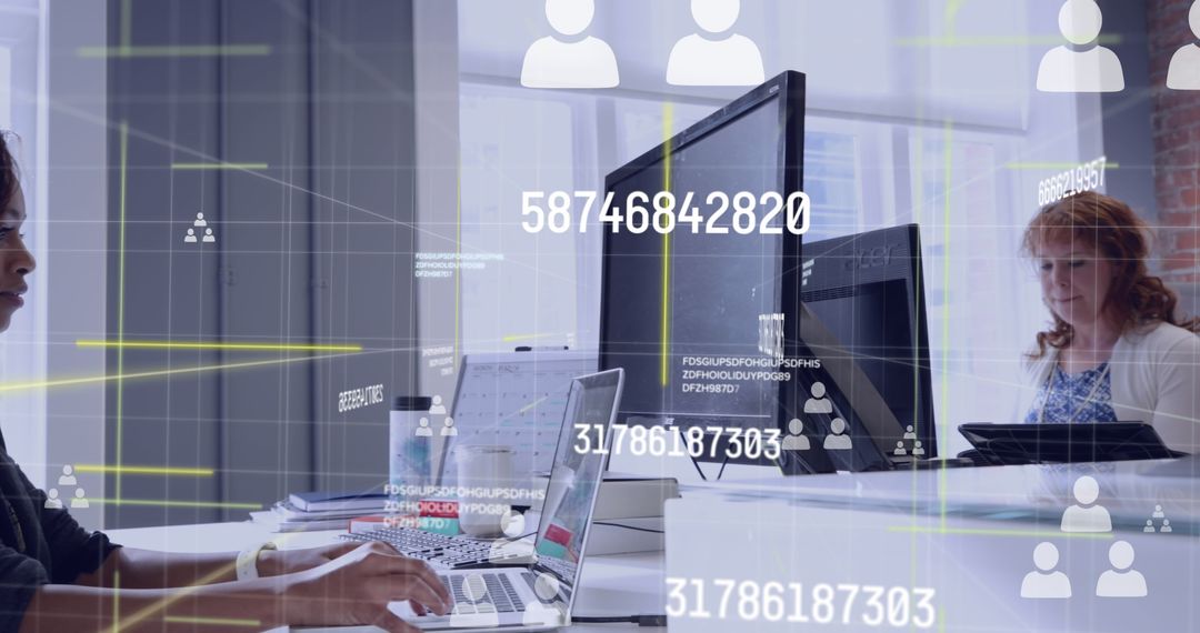 Diverse Businesspeople Analyzing Data with Digital Interfaces