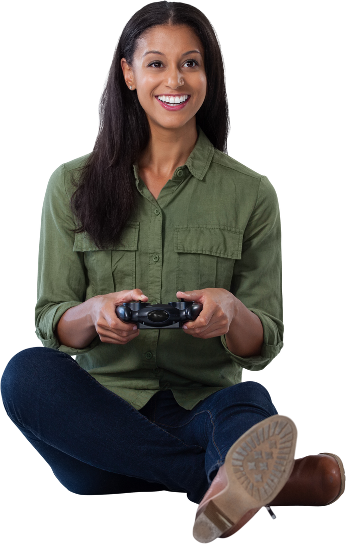 Transparent Smiling Woman Playing Video Game Controller - Download Free Stock Images Pikwizard.com