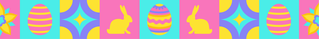 Whimsical Pastel Easter Pattern with Rabbits and Eggs on Transparent Background