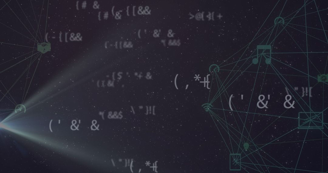 Digital Math and Network Concept with Spinning Symbols