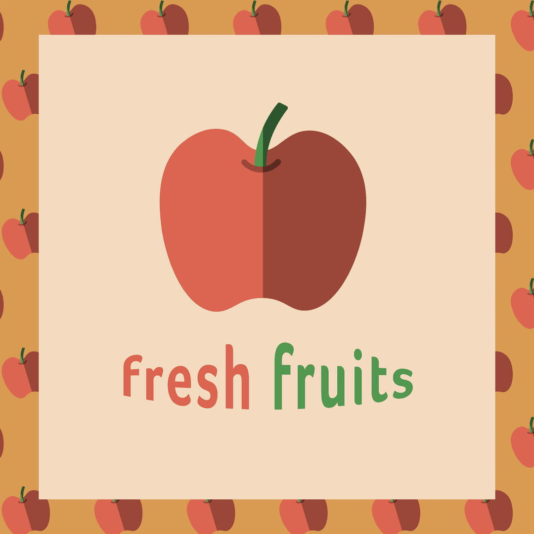 Fresh Fruits Apple Pattern on Transparent Background