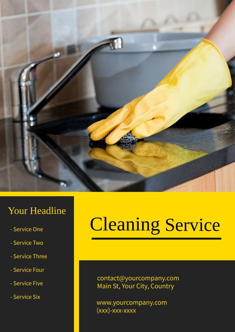 Professional Cleaning Service Advertisement with Gloved Hand - Download Free Stock Templates Pikwizard.com