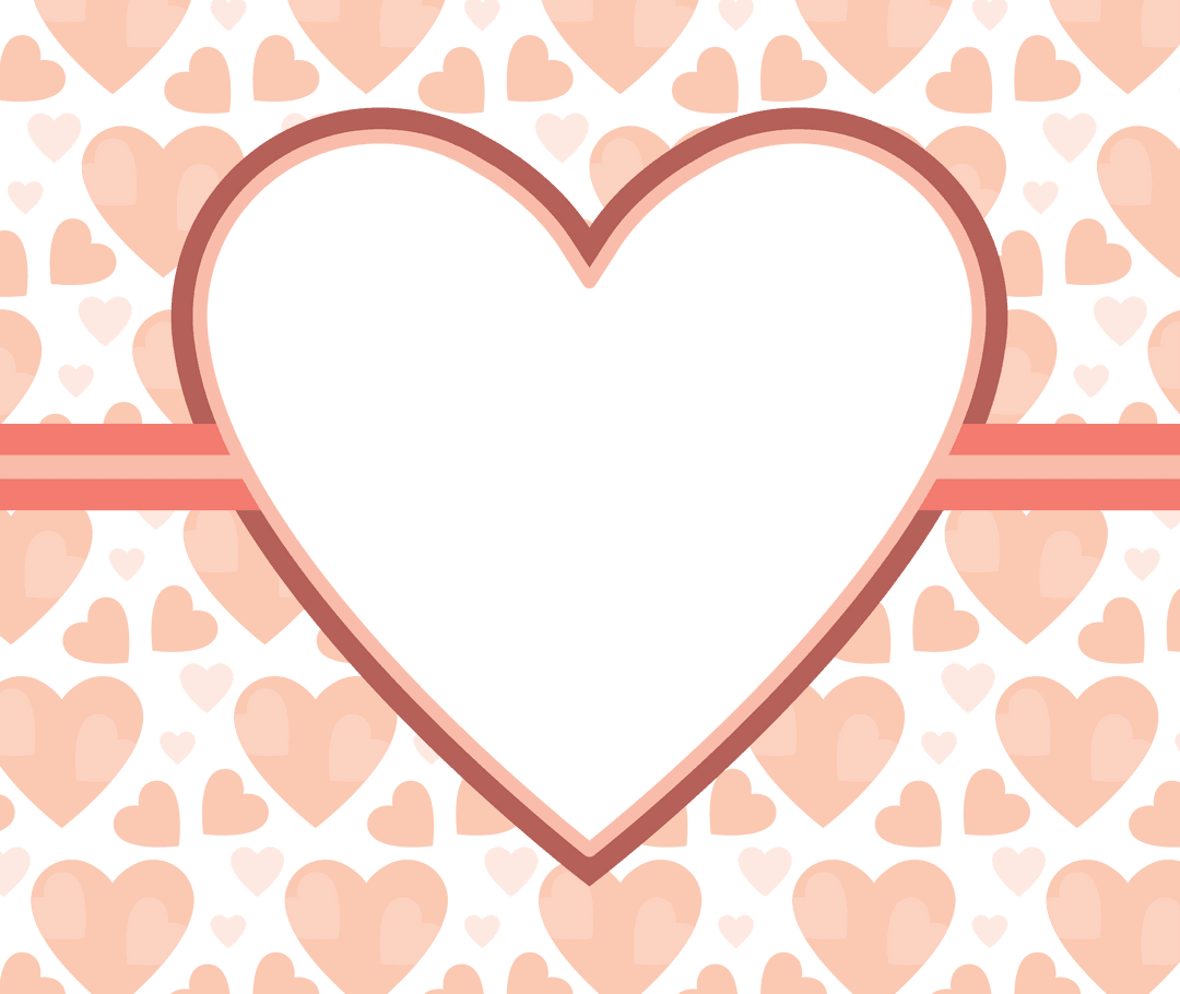 Transparent Heart Frame with Overlay of Pink and Red Hearts