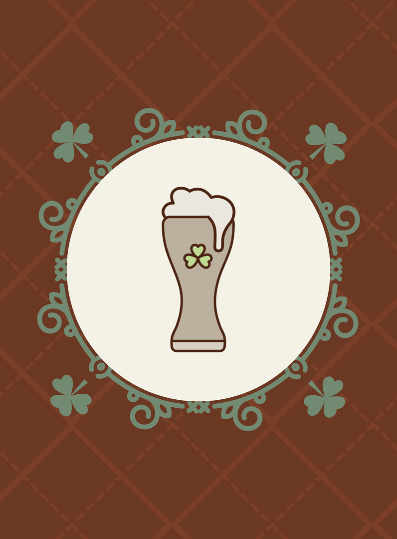 Transparent PNG of Beer Glass with Shamrock Accent for St. Patrick's Day