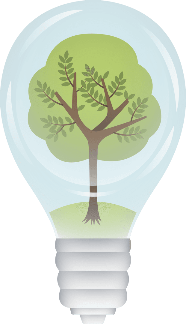 Transparent Light Bulb with Tree Inside Illustration Concept