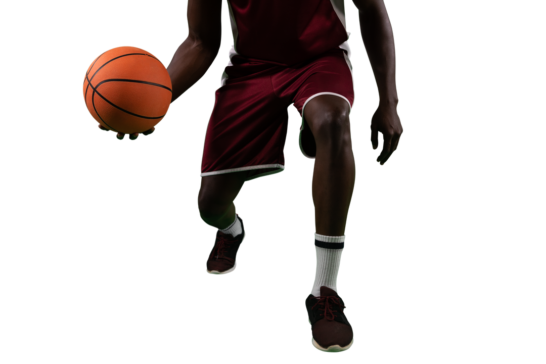 Low Section African American Basketball Player Dribbling Ball Transparent - Download Free Stock Images Pikwizard.com