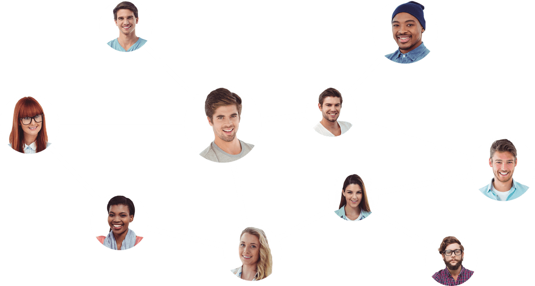 Transparent Network of Smiling Business People Connections