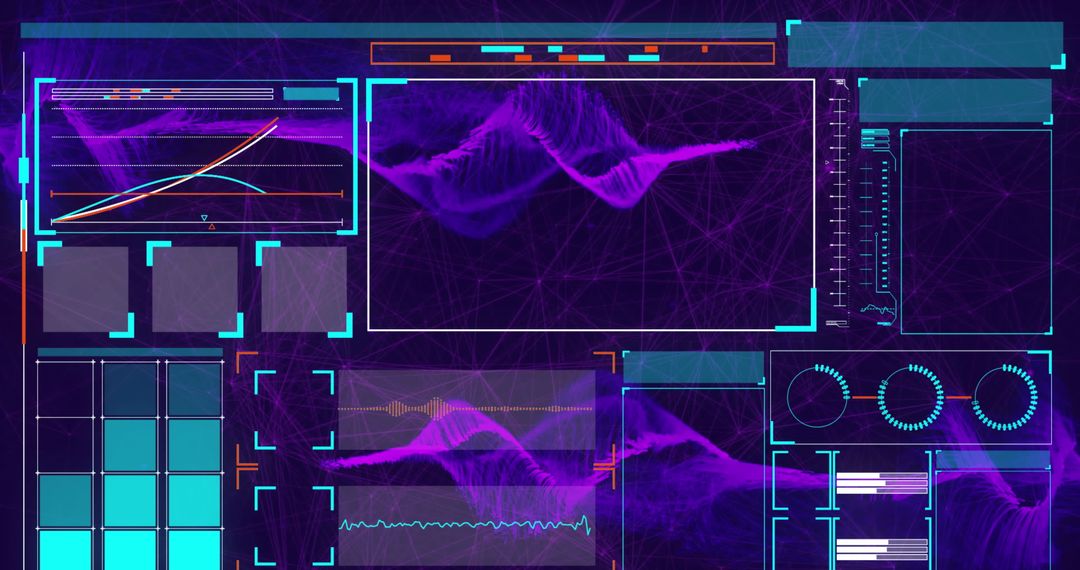 Futuristic Digital Interface with Data Analysis Waves