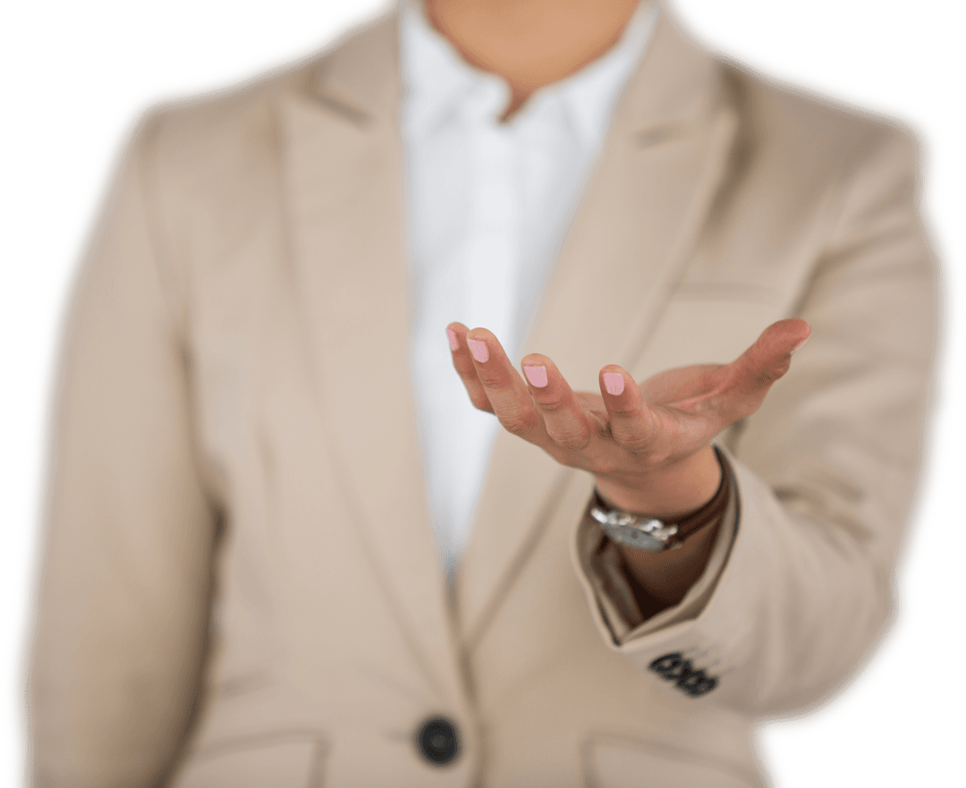 Businesswoman’s Hand Gesture in Transparent Background