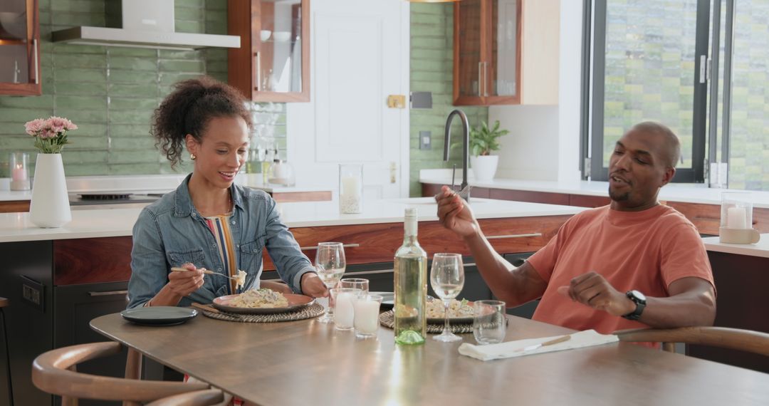Couple Sharing Dinner and Good Times at Home