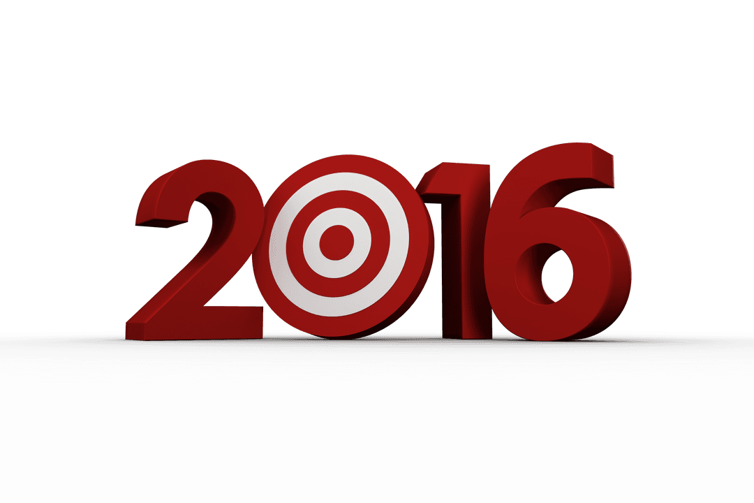 2016 Number with Shooting Target on Transparent Background