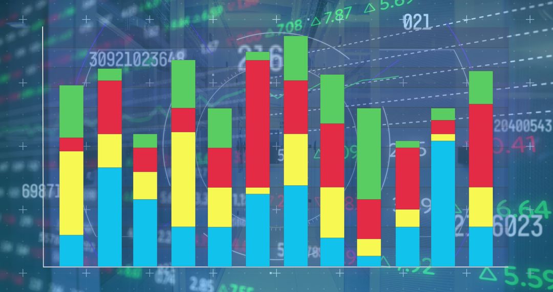 Colorful Data Visualization Over Digital Background