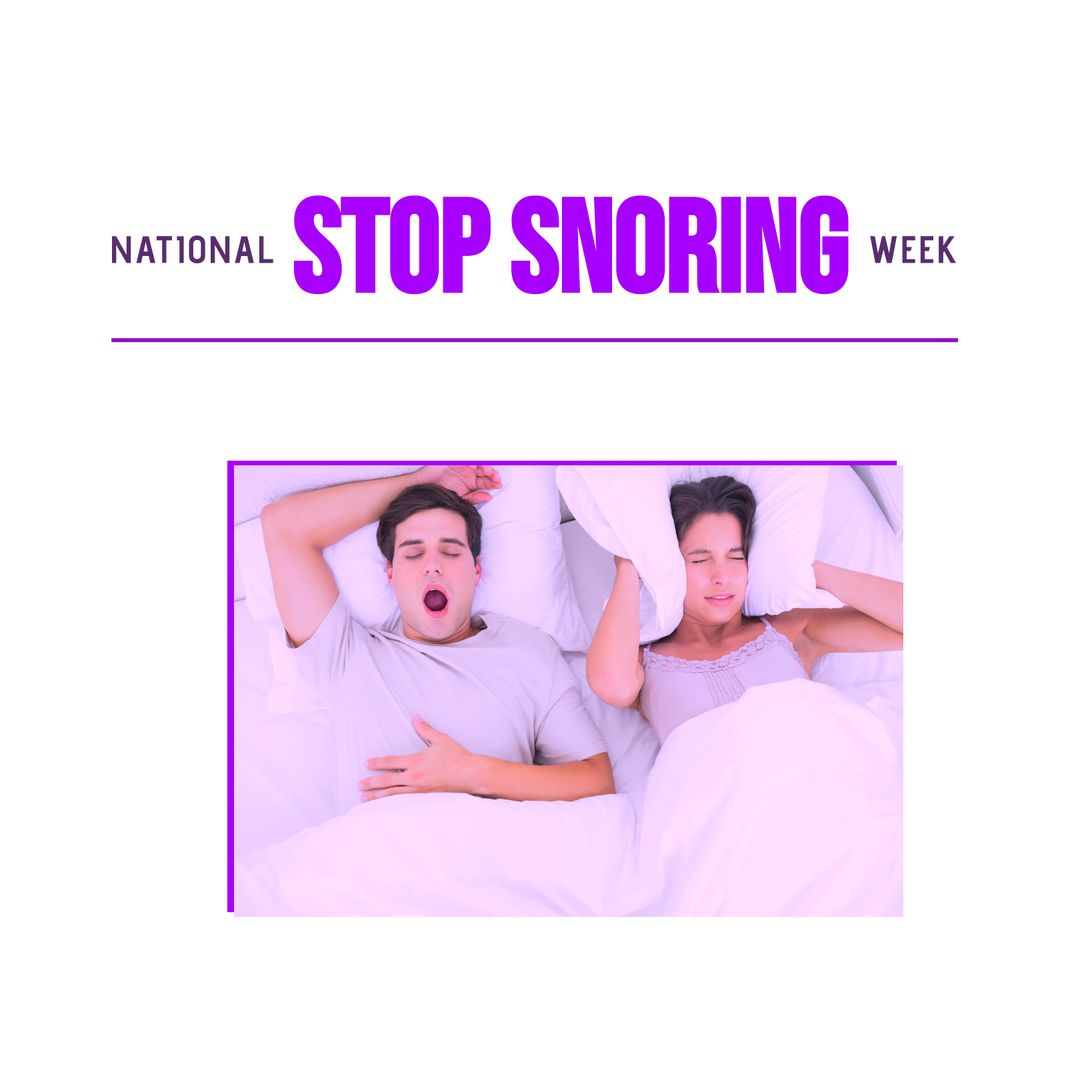 Couple in Bed During National Stop Snoring Week - Download Free Stock Templates Pikwizard.com