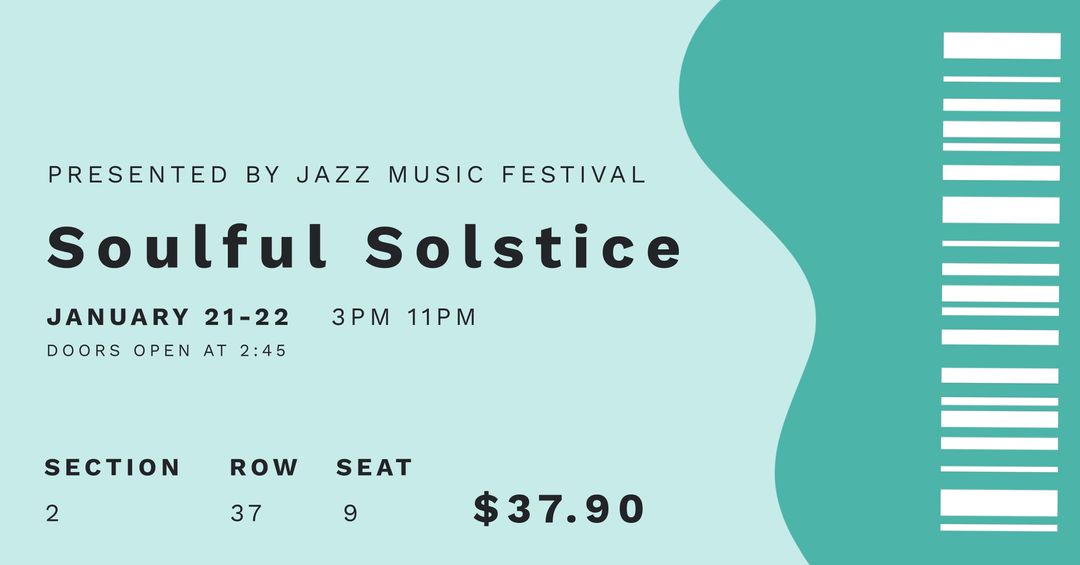 Soulful Solstice Event Ticket with Green Background - Download Free Stock Templates Pikwizard.com