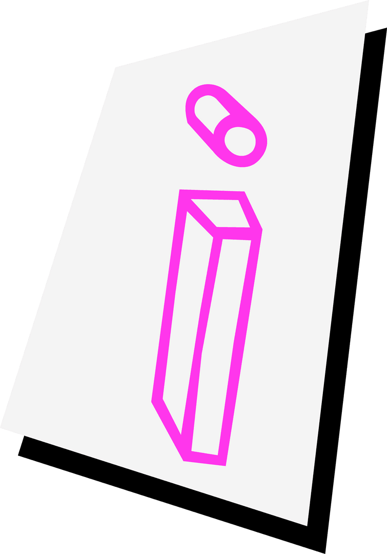 3D Pink Abstract Geometric Shapes on Transparent Background