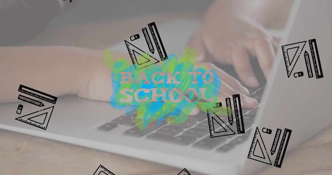 Back to School Text Over Child Using Laptop for Learning