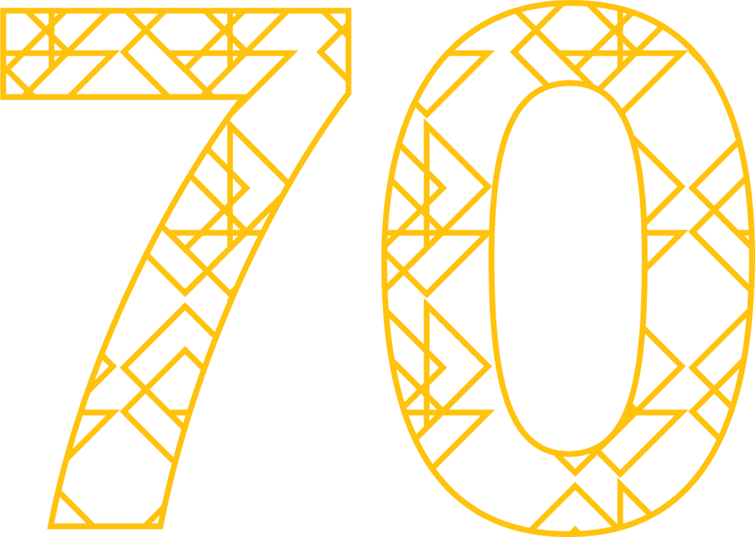 Geometric Yellow 70 Transparent Number for Celebrations