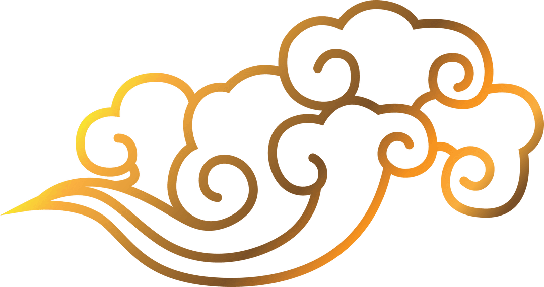 Golden Cloud Design on Transparent Background