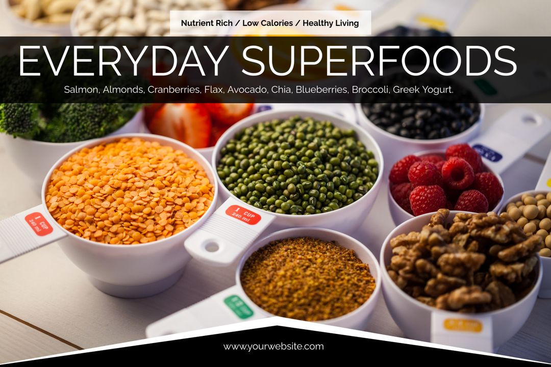 Colorful Arrangement of Nutrient-Rich Superfoods for Healthy Living