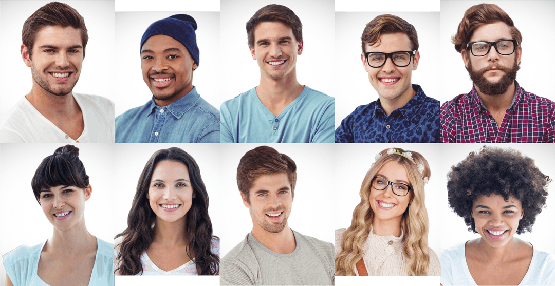 Collage of Diverse Smiling Faces with Transparent Background