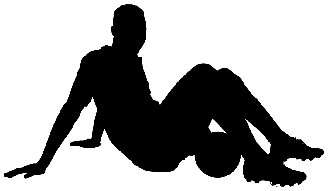 Transparent Silhouette of Football Player Sitting with Ball