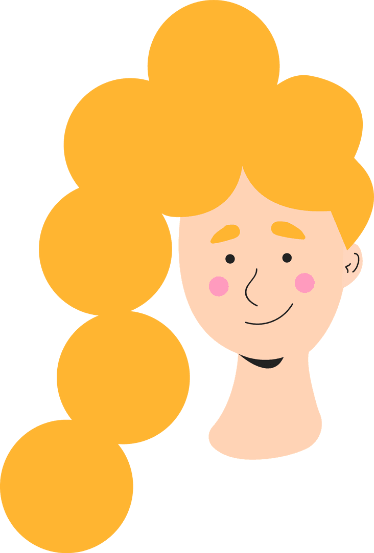 Cartoon Character with Blonde Bubble Hair on Transparent Background