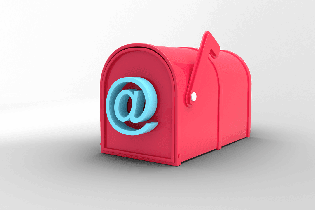 Red Mailbox with Email Symbol on Transparent Background