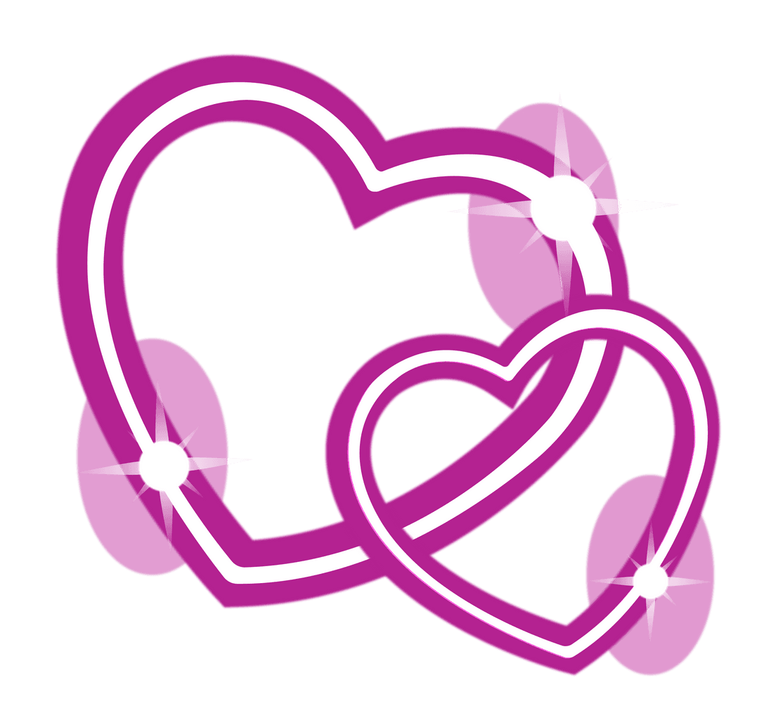 Overlaying Neon Hearts with Sparkles Transparent Background