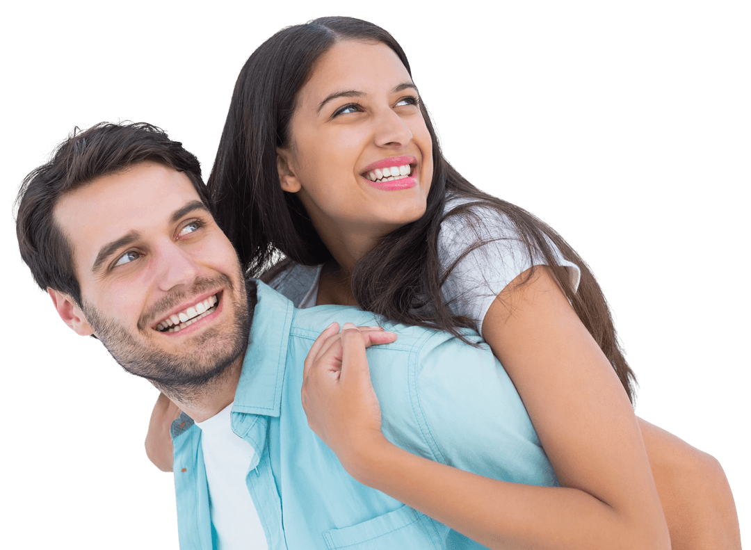 Joyful Mixed Ethnicity Couple Playful Transparent Background