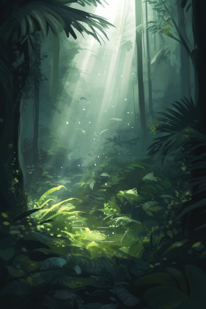 Lush Rainforest with Sunlight Streaming through Canopy - Free Images, Stock Photos and Pictures on Pikwizard.com