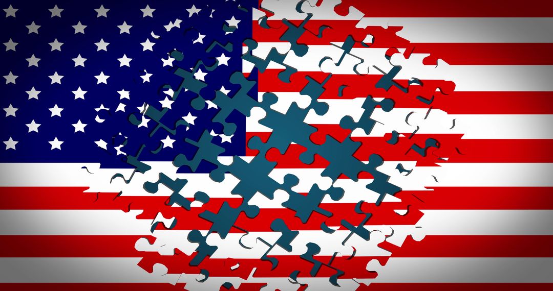 American Flag in Puzzle Pieces Conceptual Design