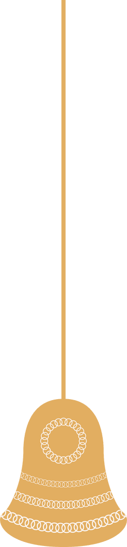 Minimalist Golden Bell with Ornate Design Hanging Transparent Background