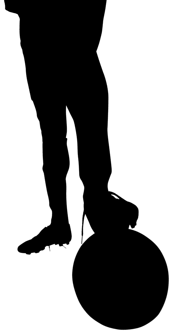 Silhouette of Footballer Legs with Ball on Transparent Background
