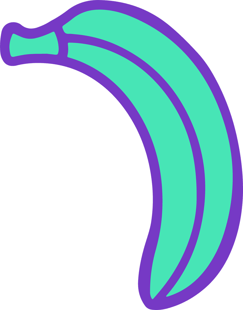 Modern Cartoon Banana Vector Art with Teal and Purple Accent