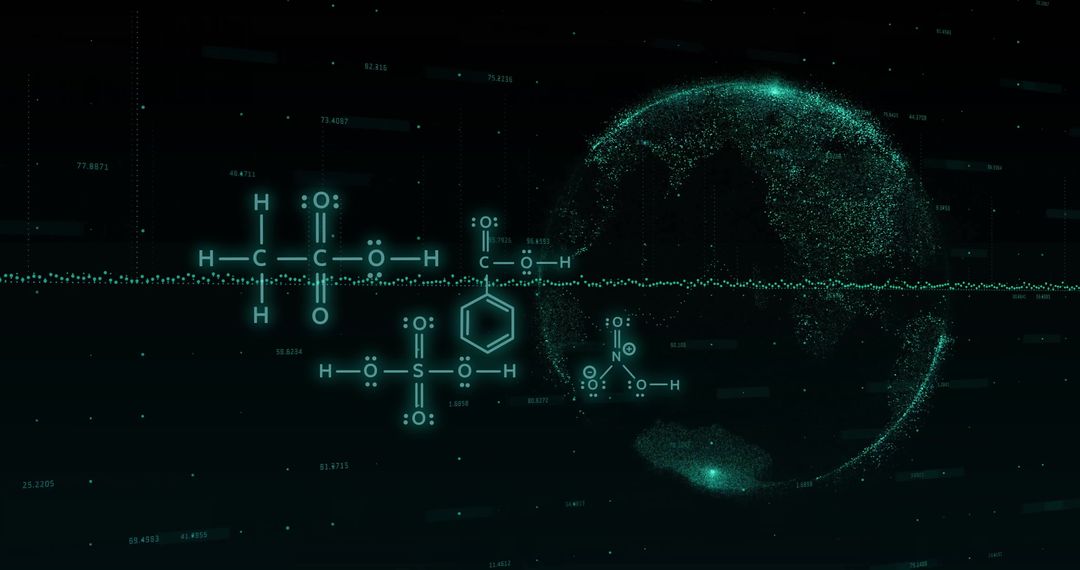 Futuristic Chemical Structures on Digital Globe