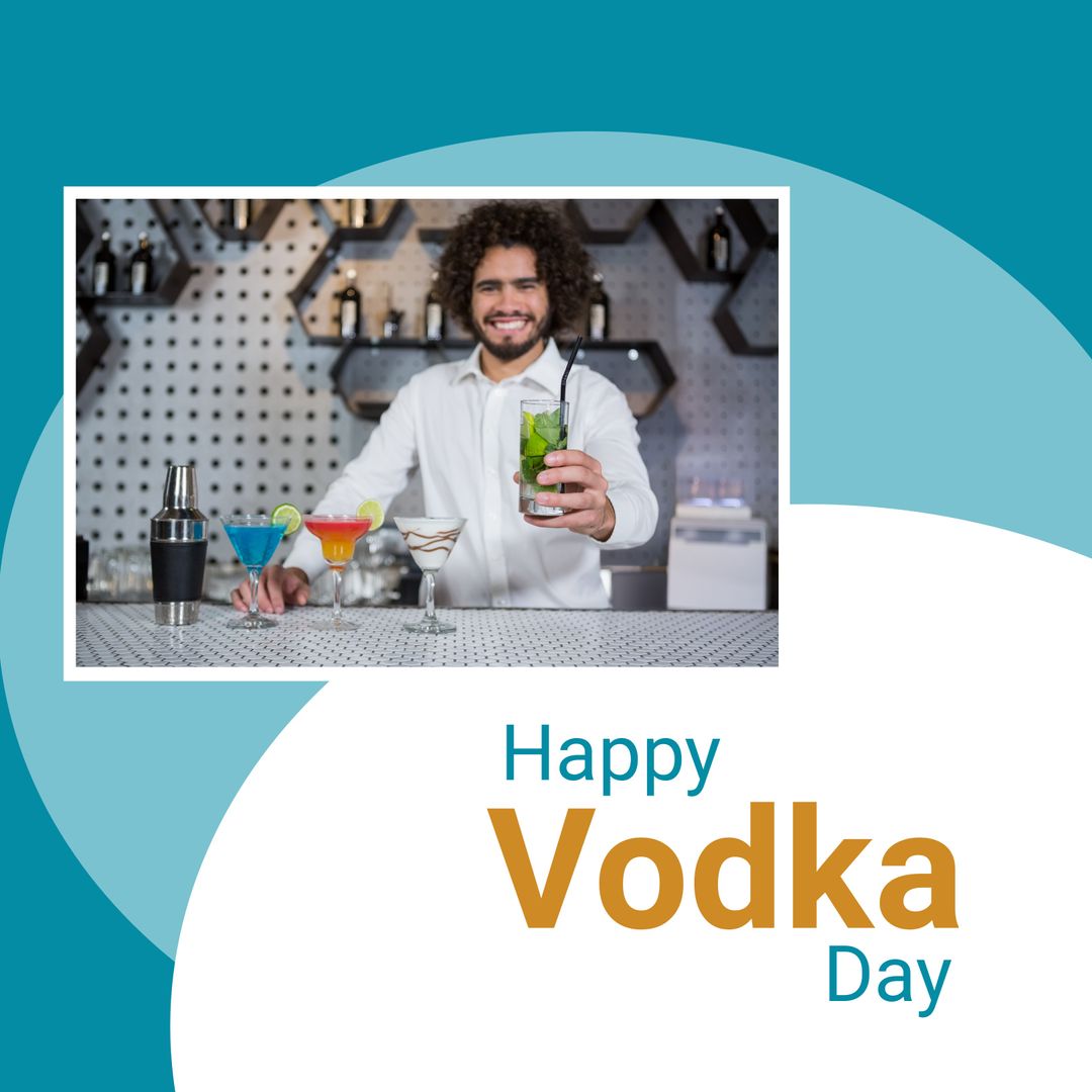 Celebration of National Vodka Day with Bartender and Colorful Cocktails